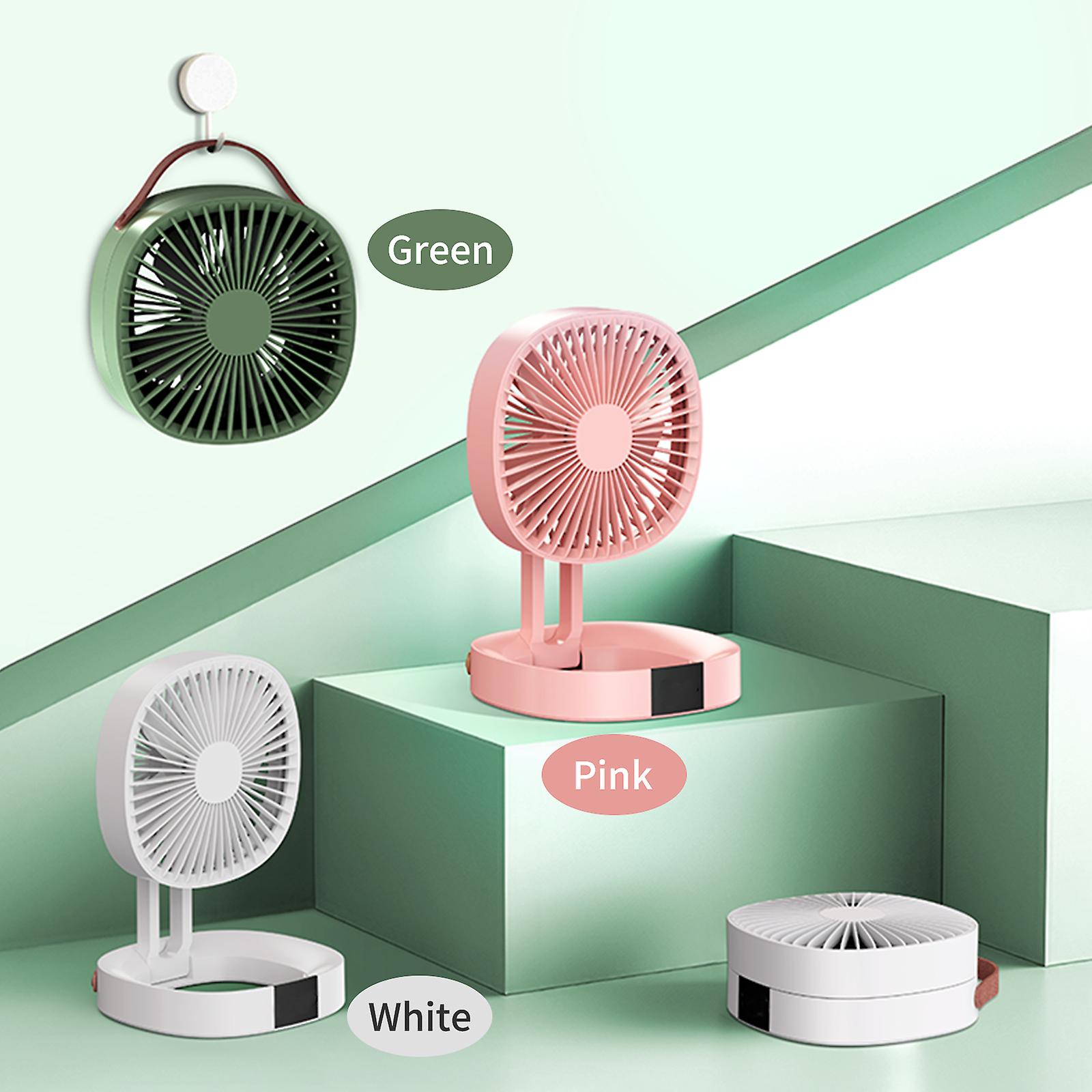 Mini Folding Fan Usb Rechargeable Desk Fan  Portable 3 Speeds Wall Hanging Fan For Student Dormitory Home Outdoor Camping Office Small Desk Fan Green