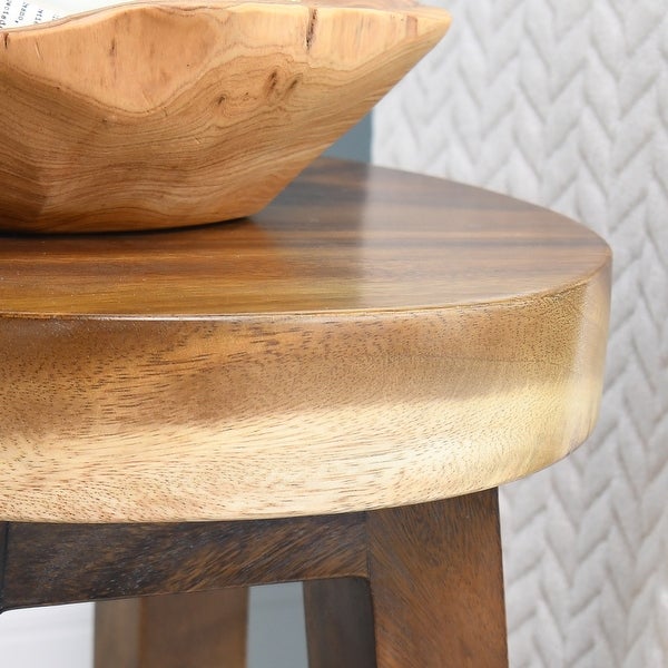 Wood Small Round Stool Side Table - 14