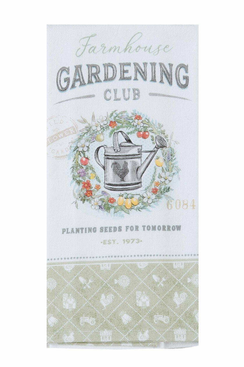 Set of 2 Farmhouse GARDENING CLUB Terry Kitchen Towels by Kay Dee Designs