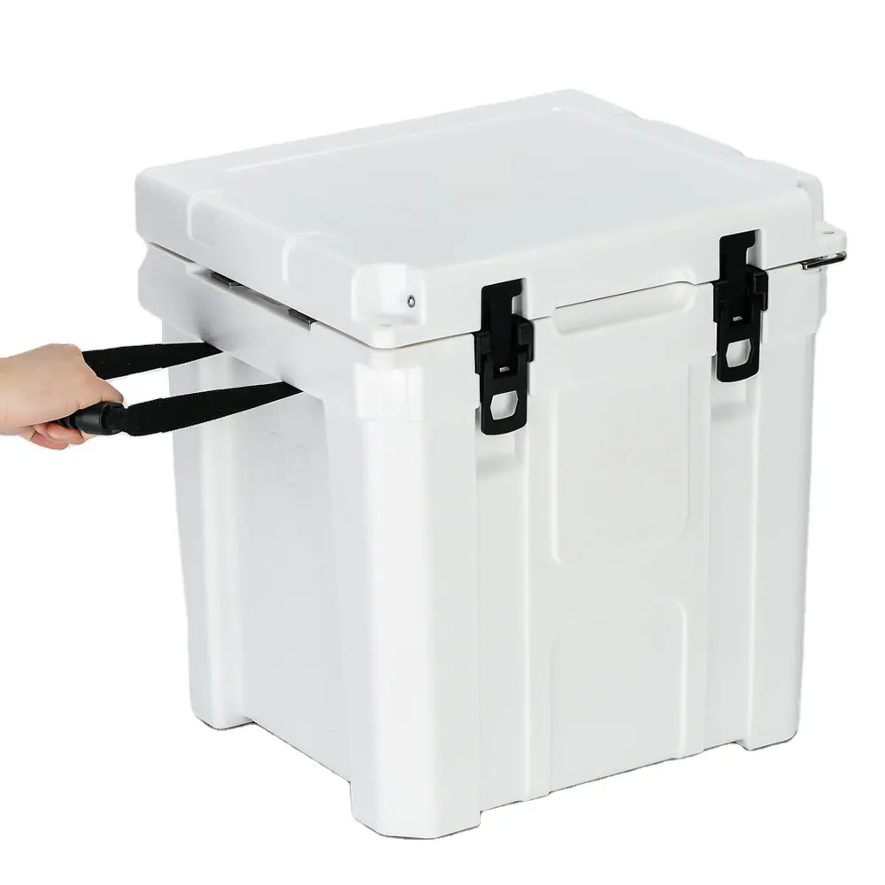 wholesale 33QT rotomolded plastic ice hard cooler box rotomolding chest with bottle opener for camping hiking