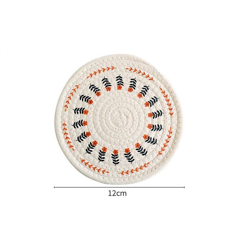 Printed Coaster Placemat Cotton Thread Hand-woven Cotton Rope Heat-resistant Table Mat Bowl Mat Coaster Heat Pad Table Decor