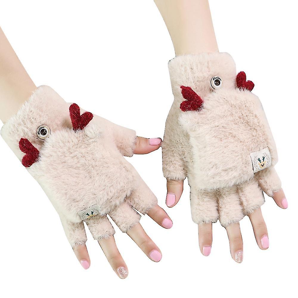 Women's Winter Warm Touch Screen Gloves Cute Flip Knit Glove