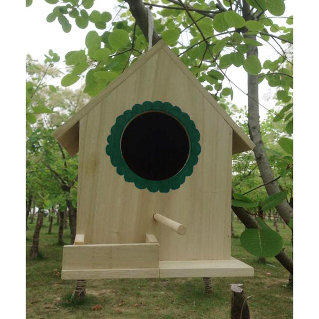 Natural Wooden Birdhouse， Small ing Birdhouse Outdoor， Garden Patio Decorative Bird House for Sparrow Hummingbird Finch Wren Swallows - Green