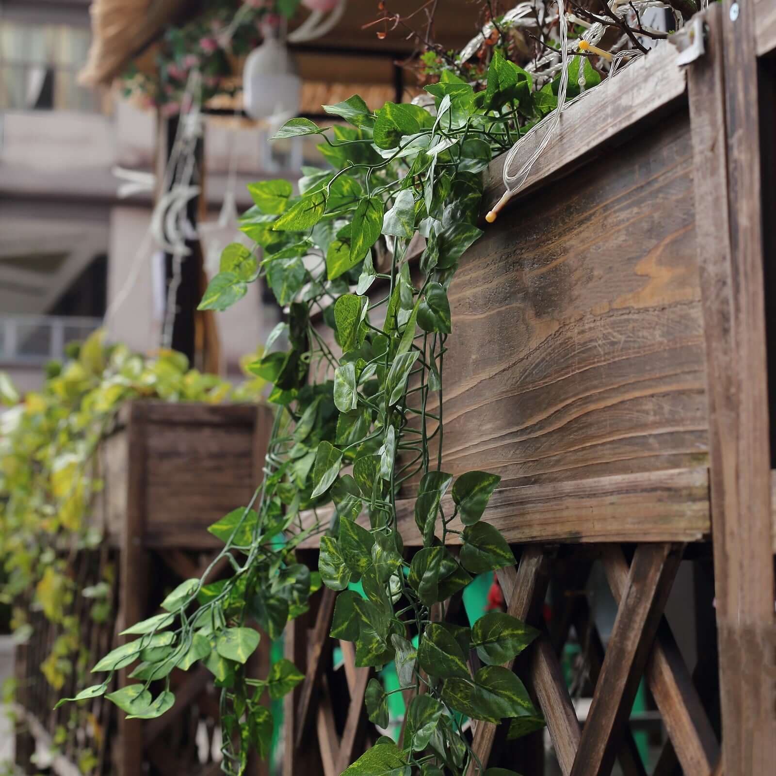 4 Pack Green Silk Pothos Artificial Hanging Plants, Fake Foliage Ivy Leaf Garland Vines - 3ft