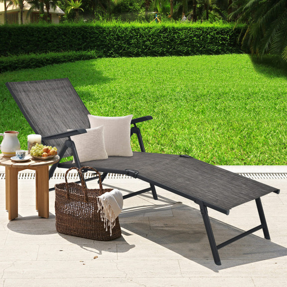 Costway 10856723 Patio Foldable Chaise Lounge Chai...