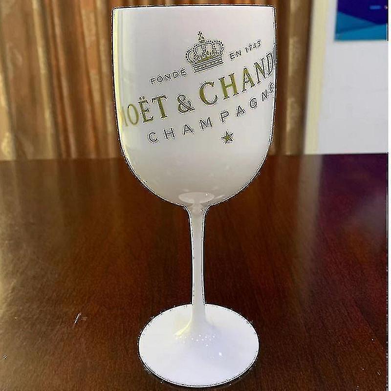 2pcs White Moet Plastic Acrylic Goblet Celebration Party Drink Wine Champagne Glass