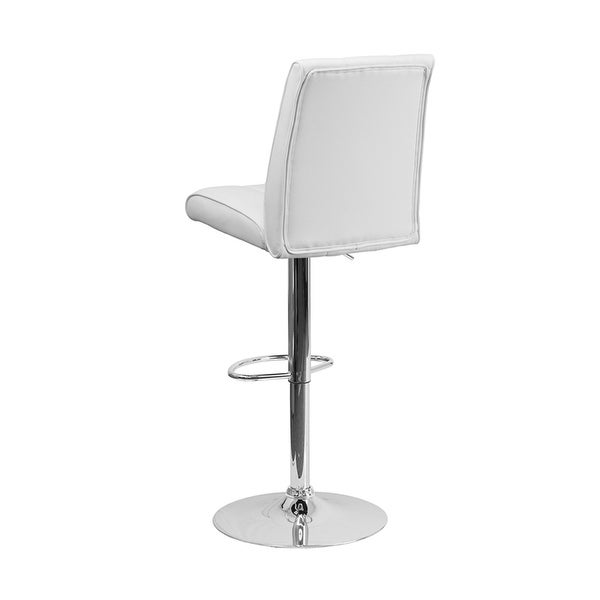 White Vinyl Adjustable Height Barstool with Chrome Base