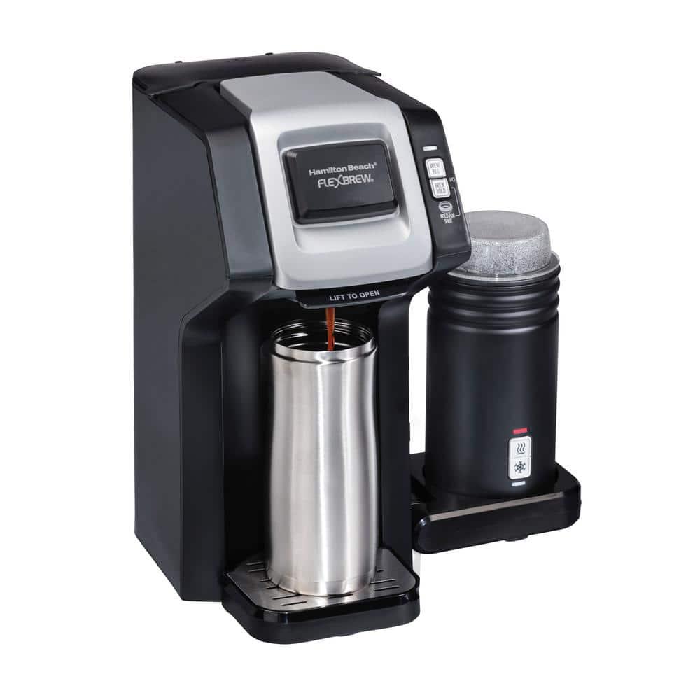 Hamilton Beach Flexbrew 1Cup Black Single Serve Coffee Maker with Milk Frother