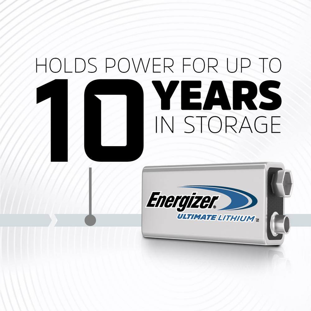 Energizer Ultimate Lithium 9V Batteries (2-Pack) Lithium 9-Volt Batteries L522BP2