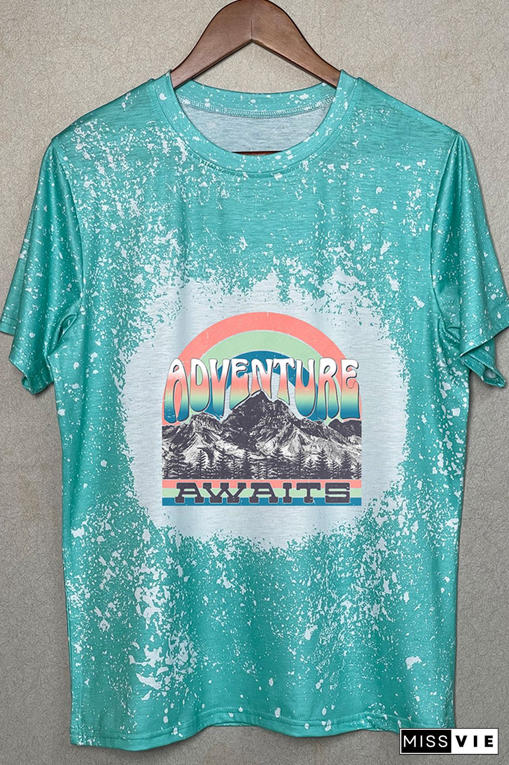 Adventure Awaits Mountains Blue Graphic Tee Wholesale