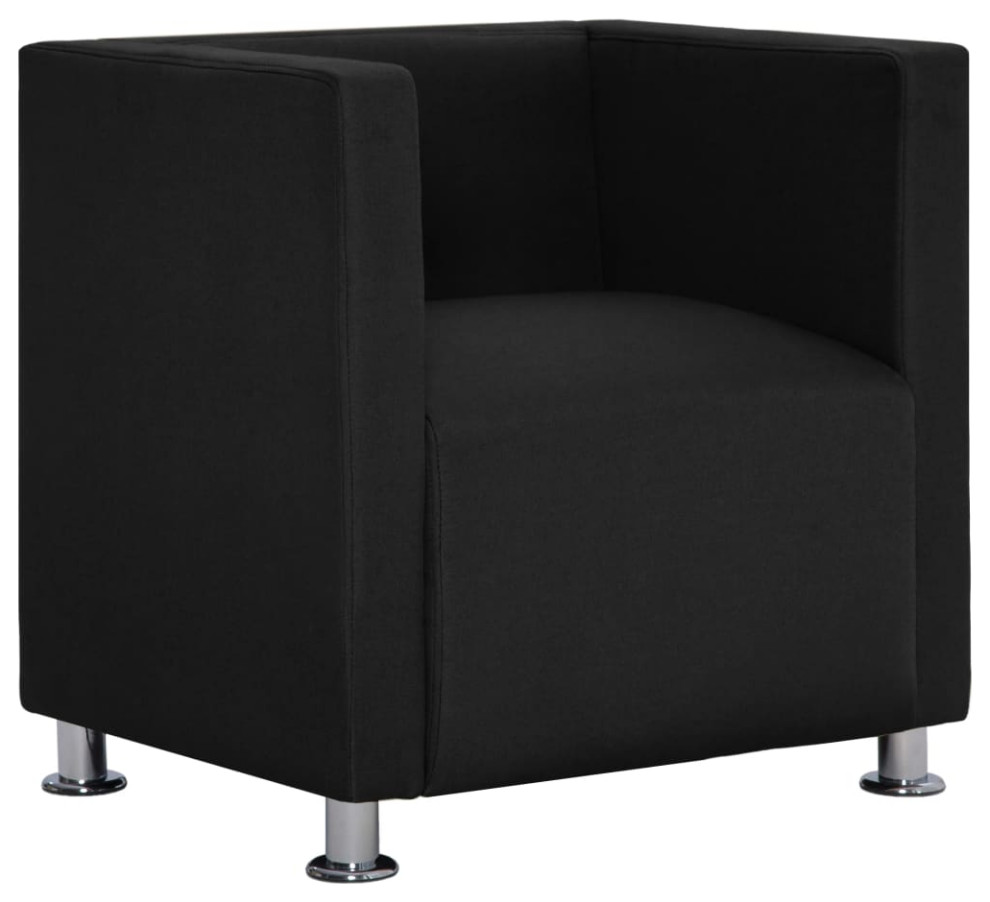 vidaXL Armchair Upholstered Accent Lounge Chair Sofa for Office Black Fabric   Contemporary   Armchairs And Accent Chairs   by vidaXL LLC  Houzz