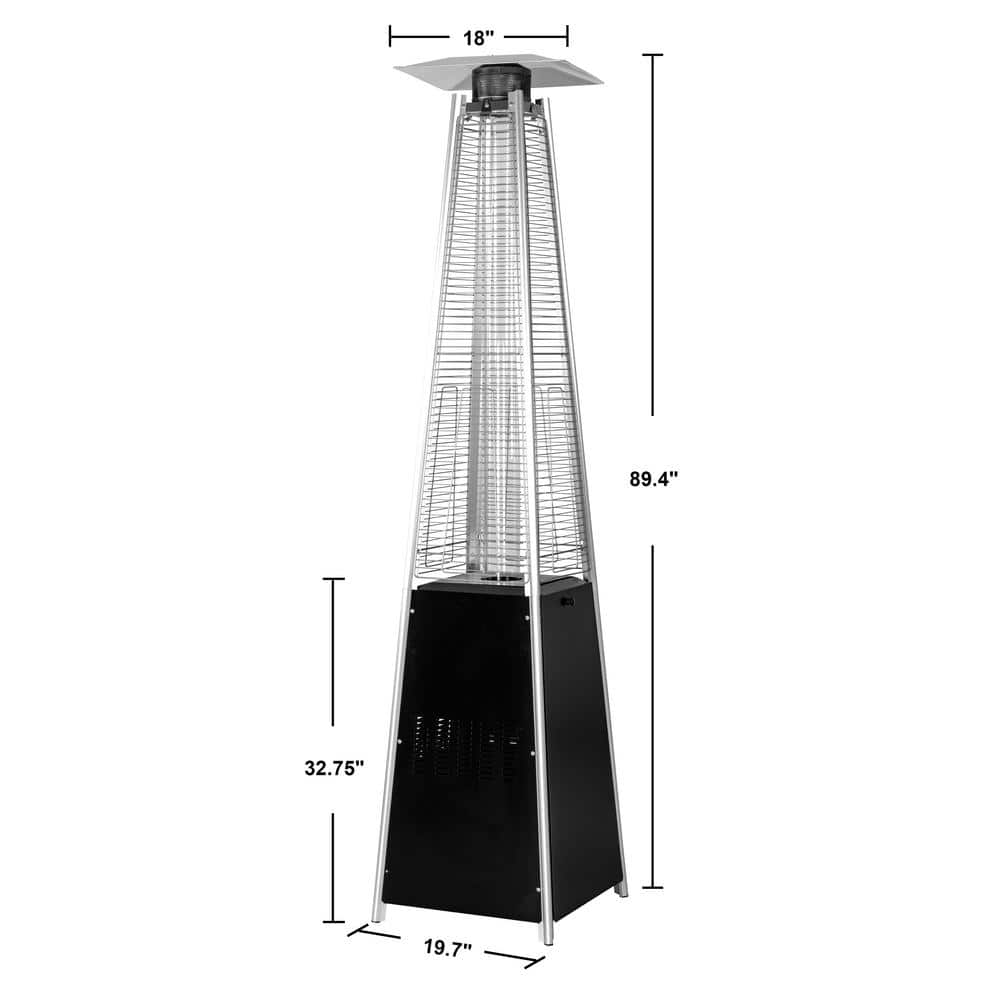 Nuu Garden 48,000 BTU Quartz Glass Tube Heat-Focusing Black Propane Gas Patio Heater with PVC Protect Cover AH001-C