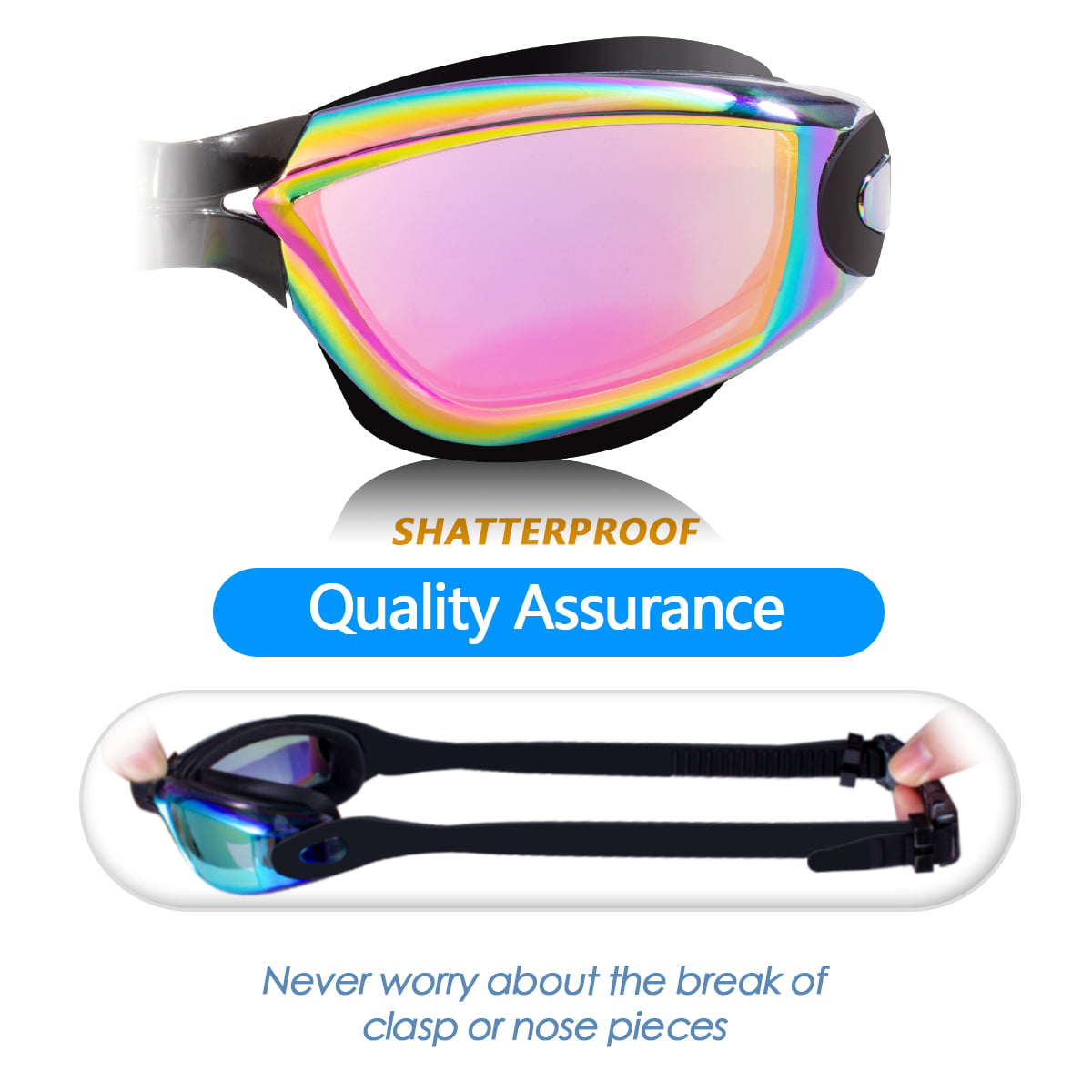 EverSport 2pack Swimming Goggles for Adult Comfortable Daily Swim Glasses with Mirrored Anti-Fog Lens No Leak Water