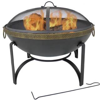 Sunnydaze Decor 26-In Contemporary Steel Fire Bowl with Handles and Spark Screen NB-130