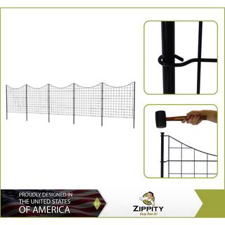 Zippity Outdoor Products 3.25 ft. H x 3 ft. W Zippity Black Metal Garden Fence Panel with Stakes (5-pack) WF29006