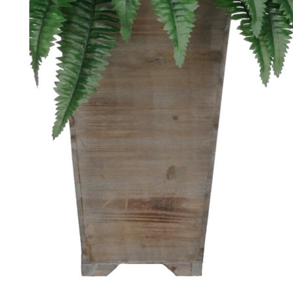 Faux Fern in Tall WashedWood Planter