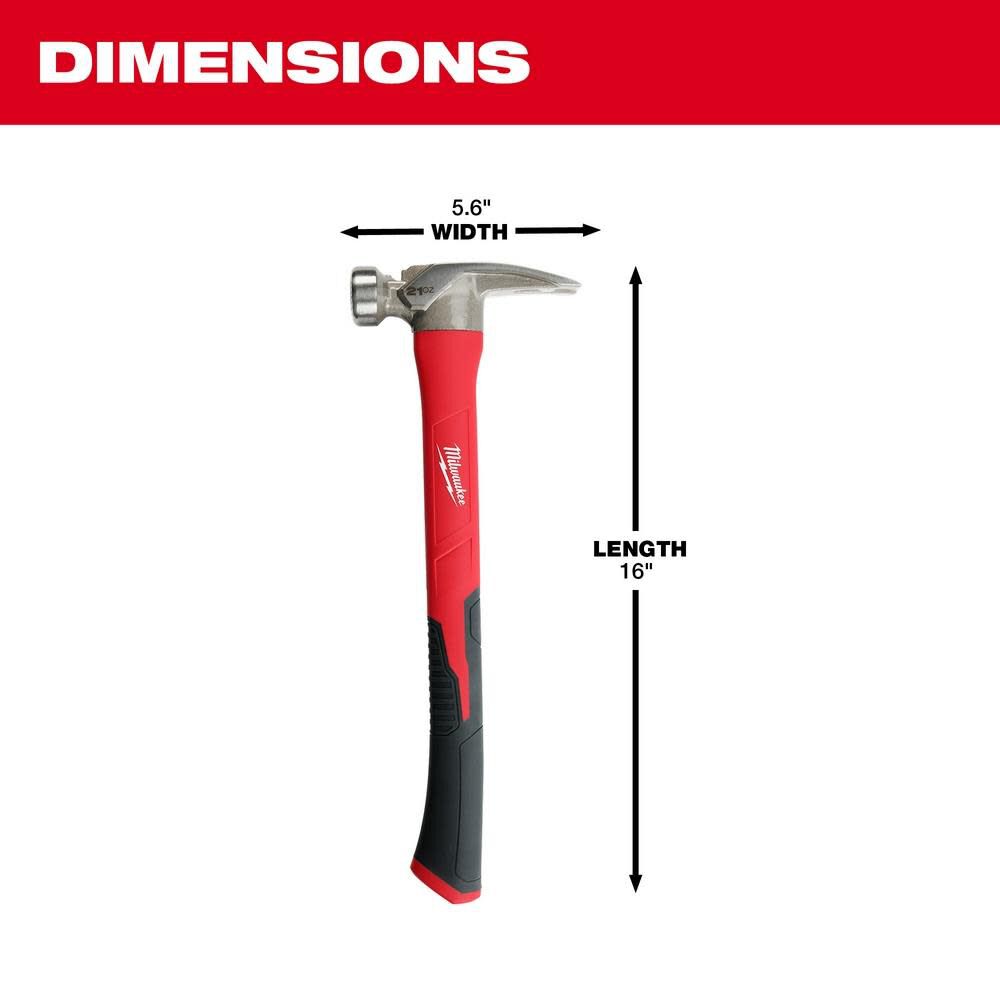 Milwaukee 21oz Milled Face Poly/Fiberglass Handle Hammer 48-22-9320 from Milwaukee