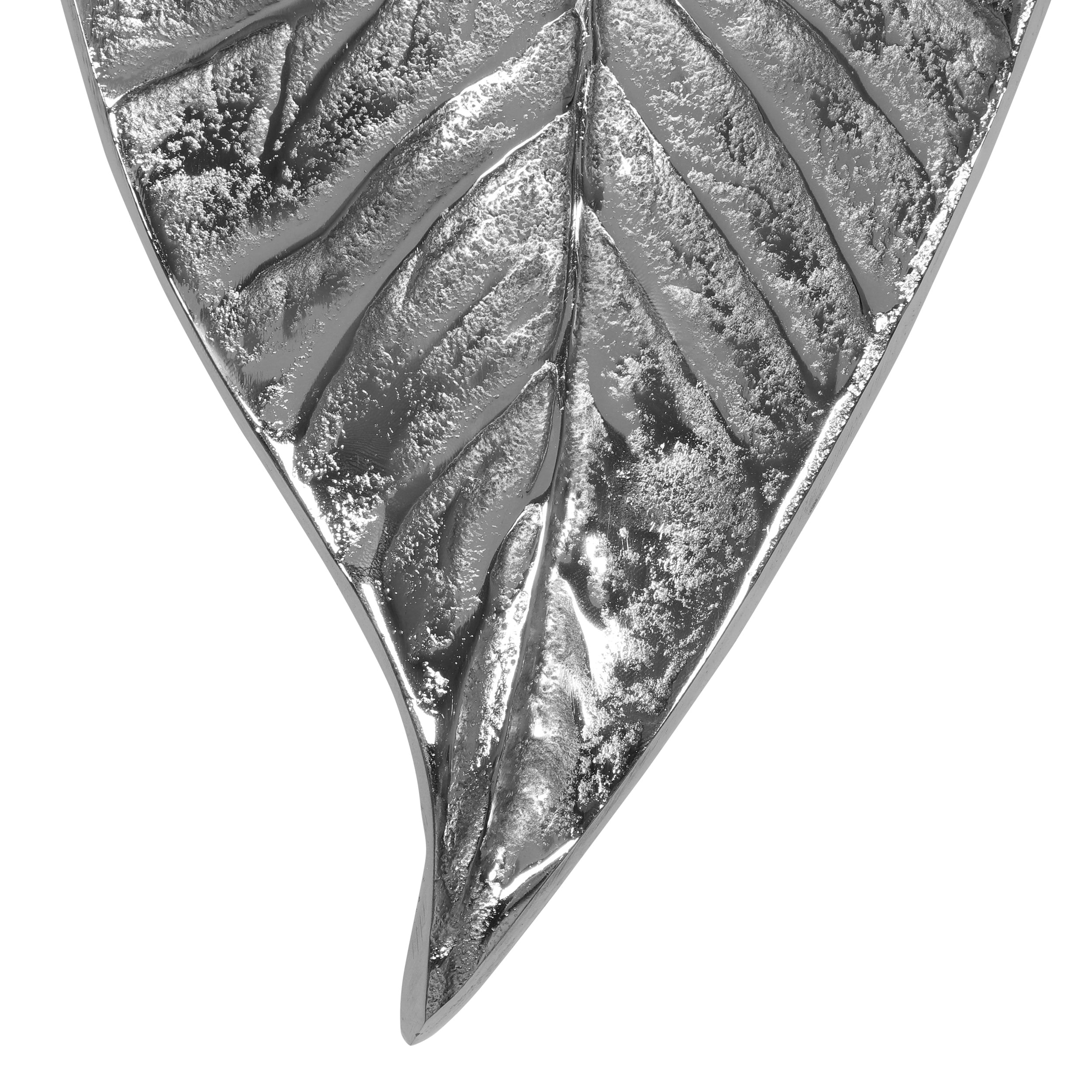 Redden Handcrafted Aluminum Leaf Wall Decor, Raw Nickel