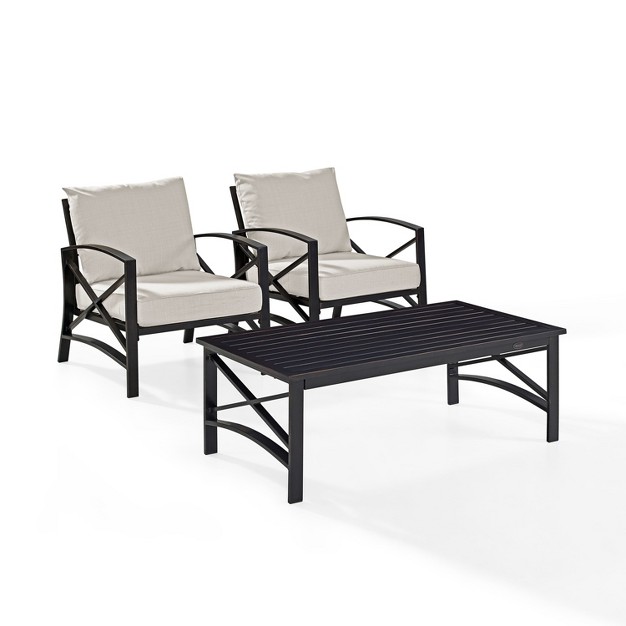 Crosley 3pc Kaplan Steel Outdoor Patio Small Space Chat Set