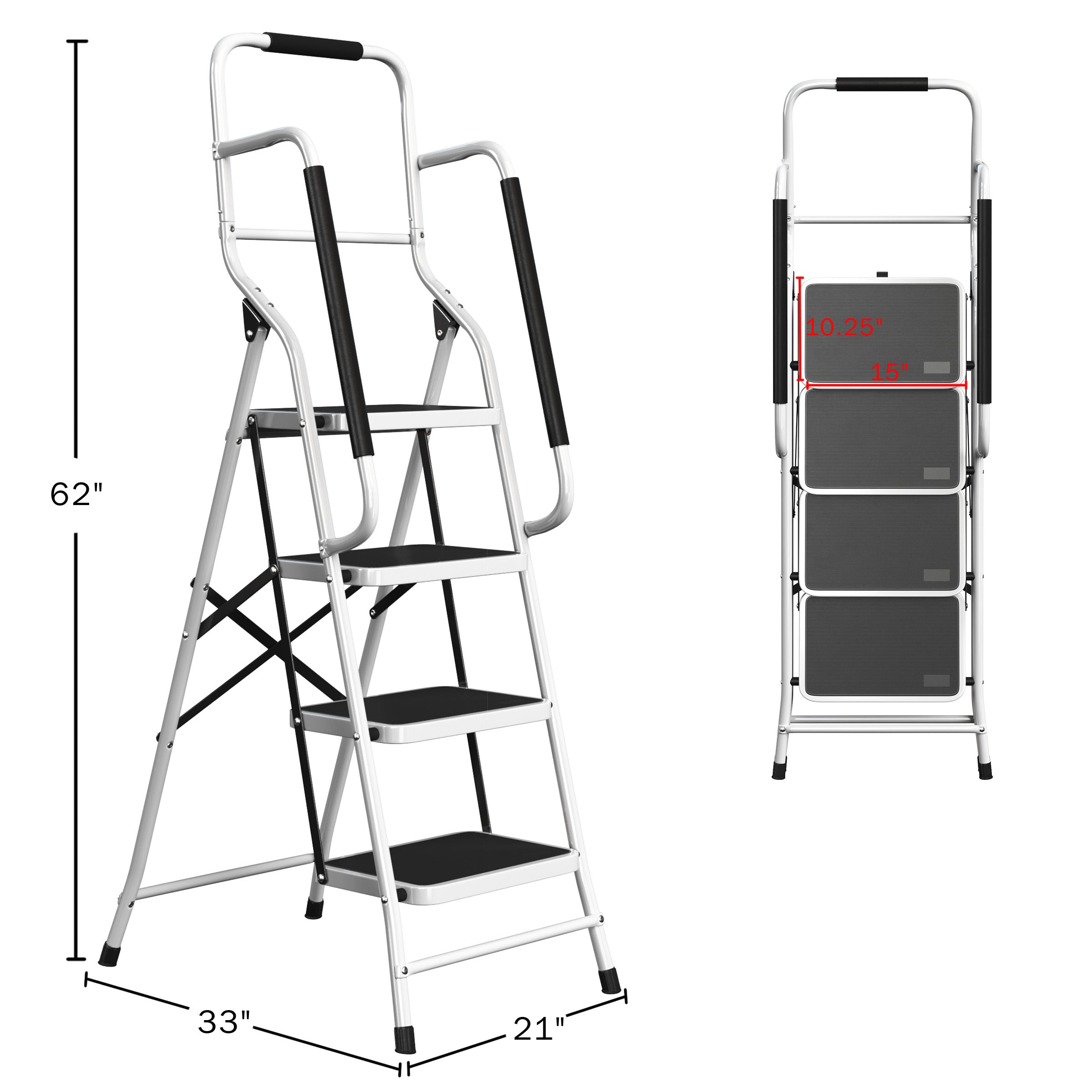 Pentagon Tools 4-Step Home Heavy Duty Folding Step Stool Ladder