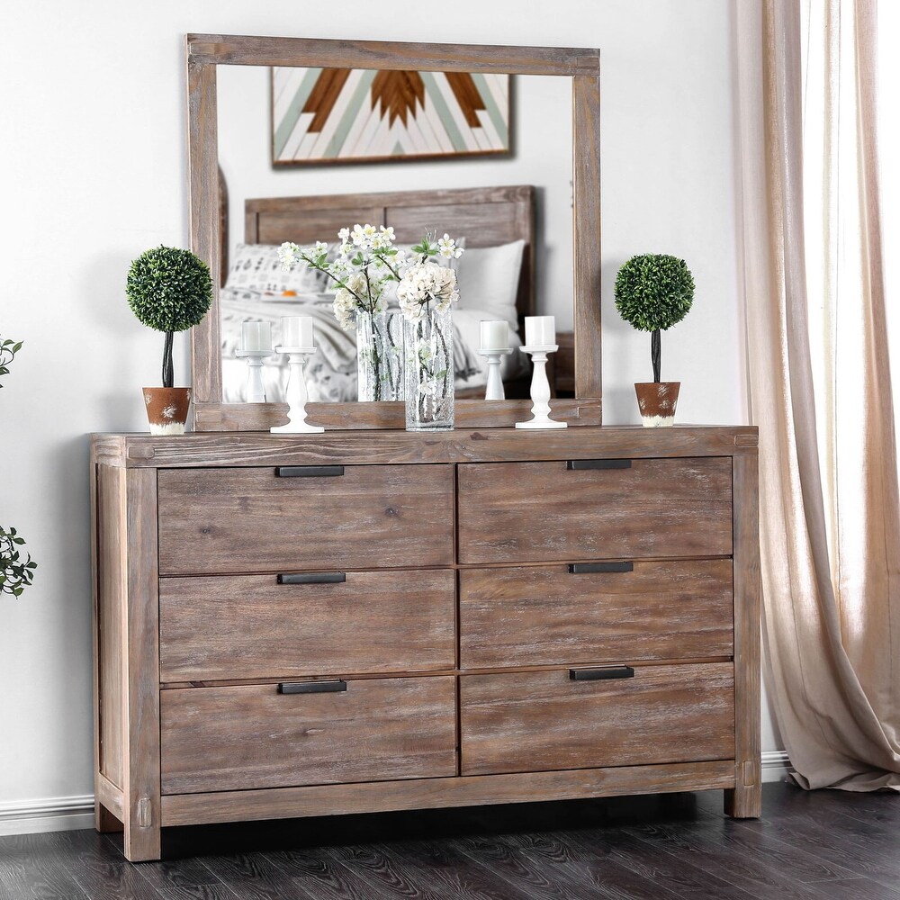 6 Drawers Dresser in Weathered Light Oak