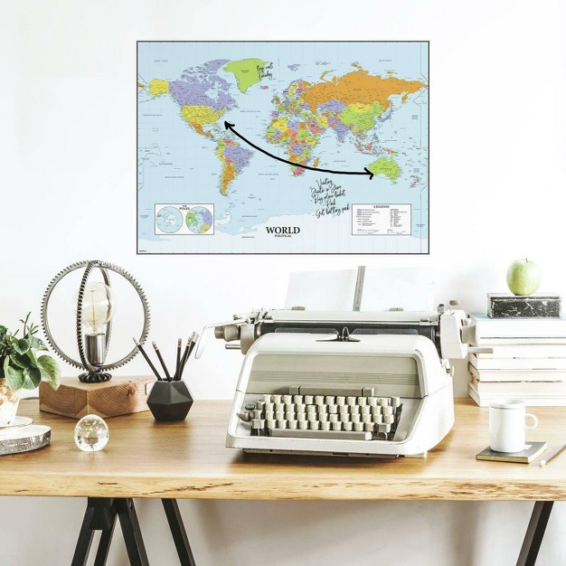 Dry Erase Map Of The World Peel And Stick Giant Wall Decal Roommates