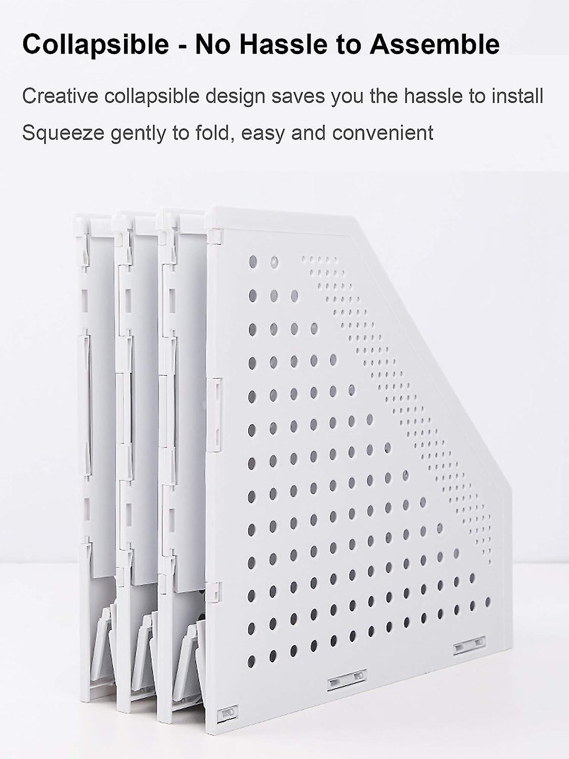 Collapsible Magazine File Holder/desk Organizer For Office Organization And Storage With 3 Vertical Compartments