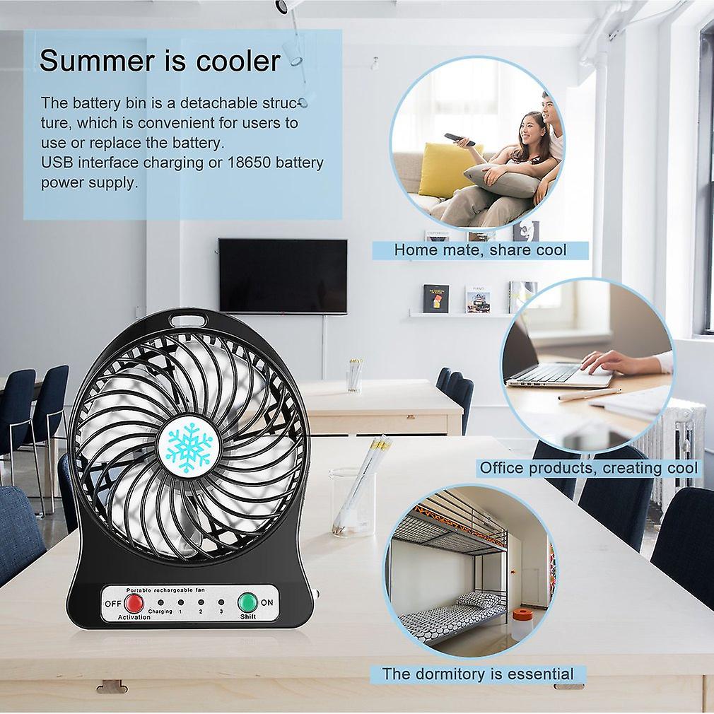 Mini Fan Desktop Usb Rechargeable Summer Outdoor Handheld Fans With Led Light