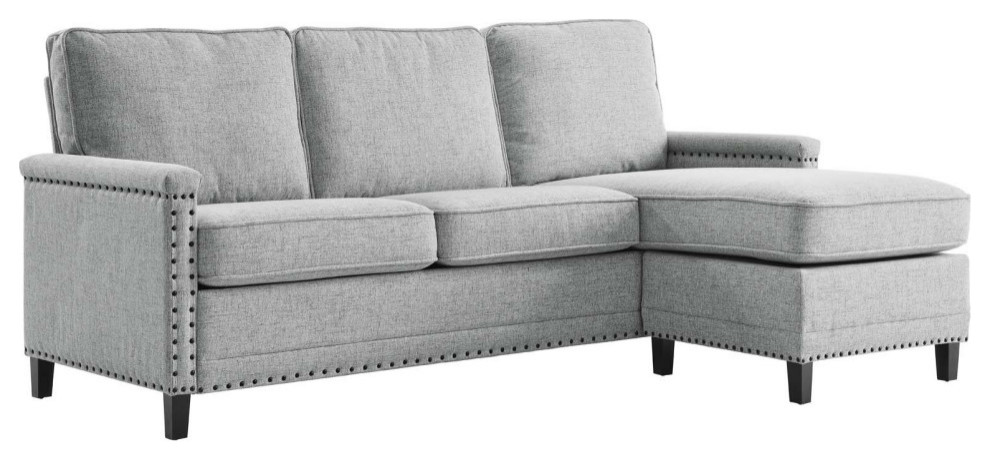 Tonnie Light Gray Upholstered Fabric Sectional Sofa   Transitional   Sectional Sofas   by Peachtree Fine Furniture  Houzz