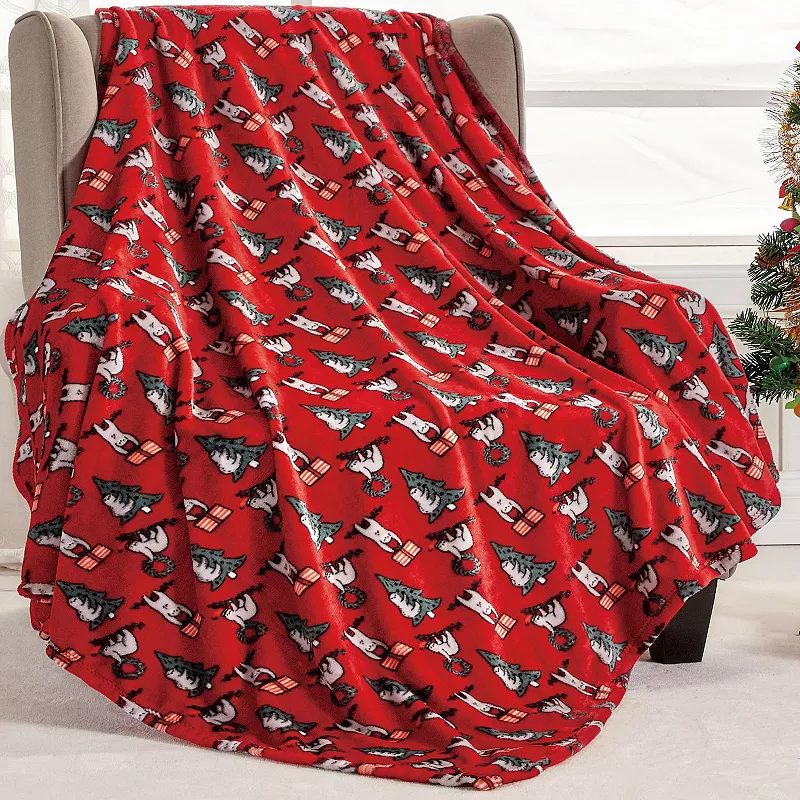 Plazatex Christmas Sloth Microplush Decorative All Season 50 X 60 Throw Blanket