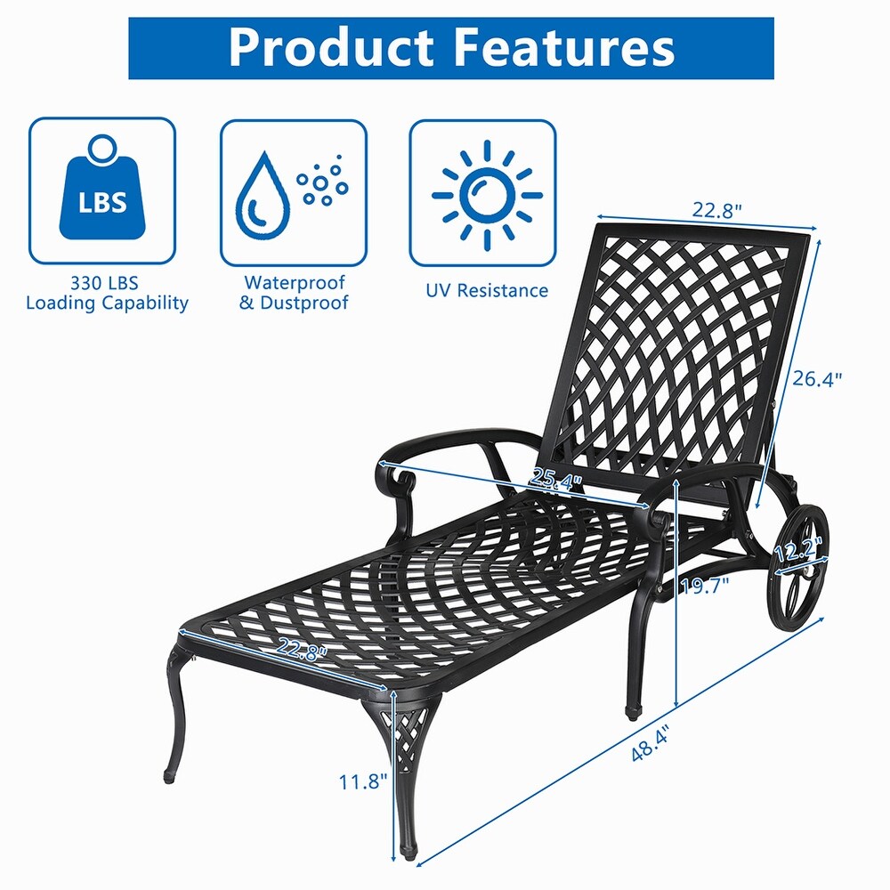 Courtyard Cast Aluminum Lying Bed with Adjustable Backrest