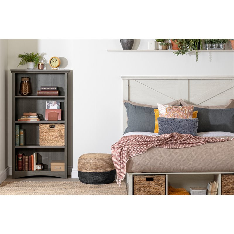 South Shore Artwork 4 Shelf Bookcase in Gray Maple   Traditional   Bookcases   by Homesquare  Houzz