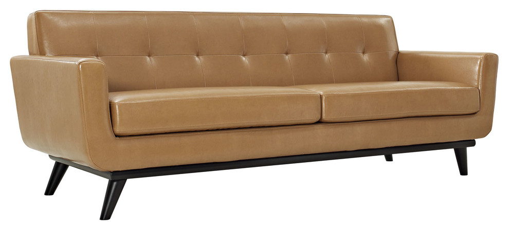 Modern Contemporary Leather Sofa  Tan Leather   Midcentury   Sofas   by House Bound  Houzz