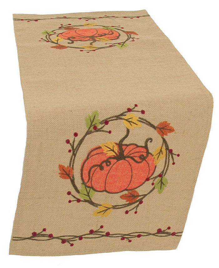 Manor Luxe Rustic Pumpkin Wreath Fall Table Runner