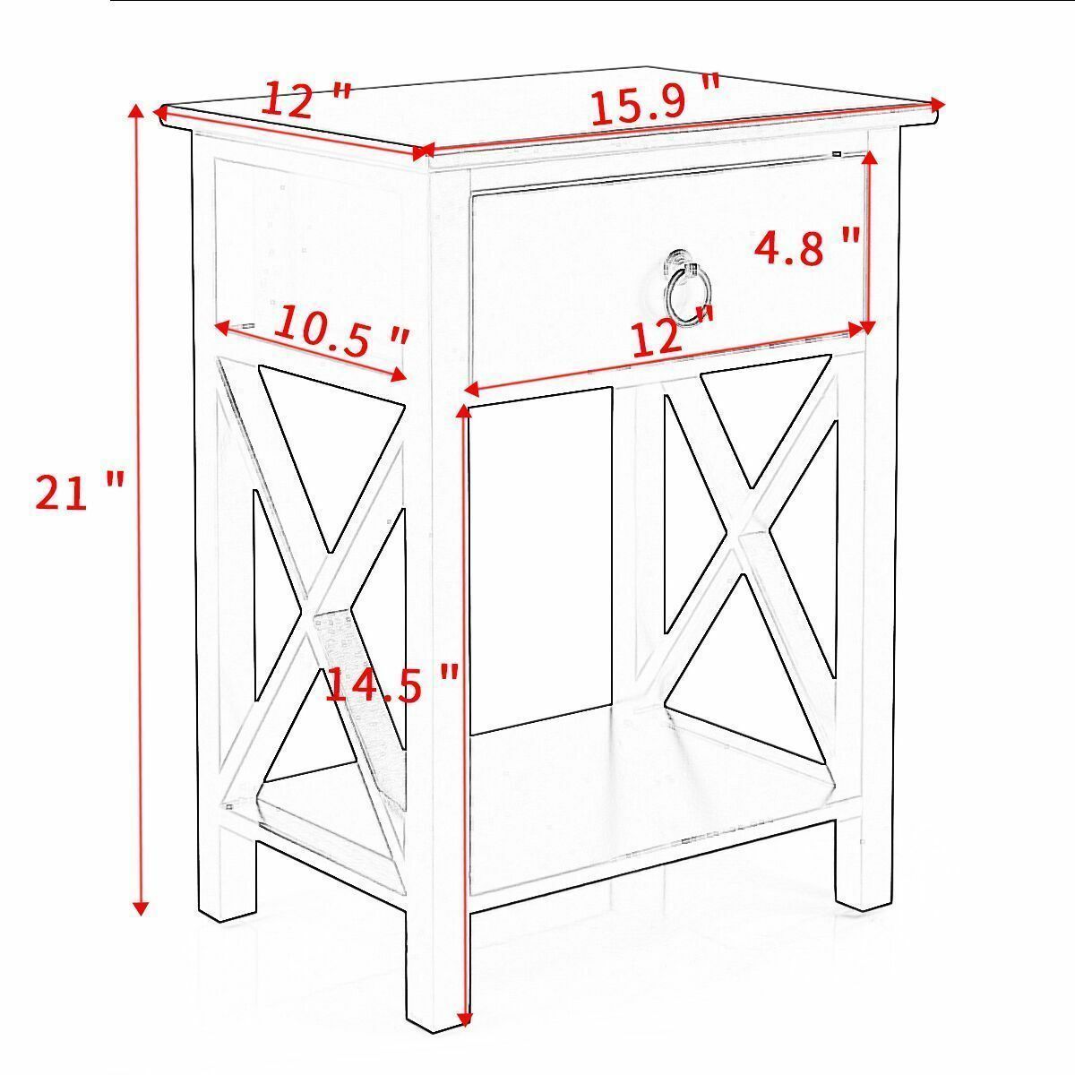 Topcobe Night Stand Set of 2, Nightstand Organizer w/ Storage Drawer, End Table Storage Cabinet for Bedroom, Living Room, Dining Room Furniture, Brown