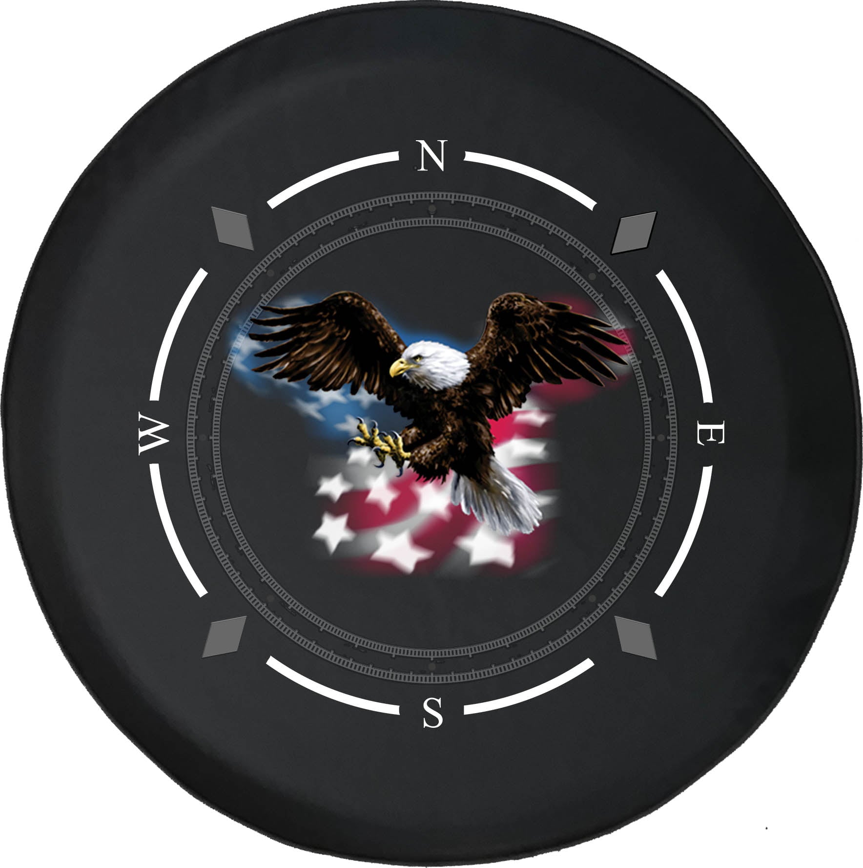 Spare Tire Cover Compass American Bald Eagle Flying Over Flag Wheel Covers Fit for SUV accessories Trailer RV Accessories and Many Vehicles