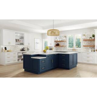 Home Decorators Collection Newport Blue Painted Plywood Shaker Stock Assembled Bath Kitchen Cabinet Soft Close FH 36 in. x 34.5 in. x 21 in. VB3621FH-NMB