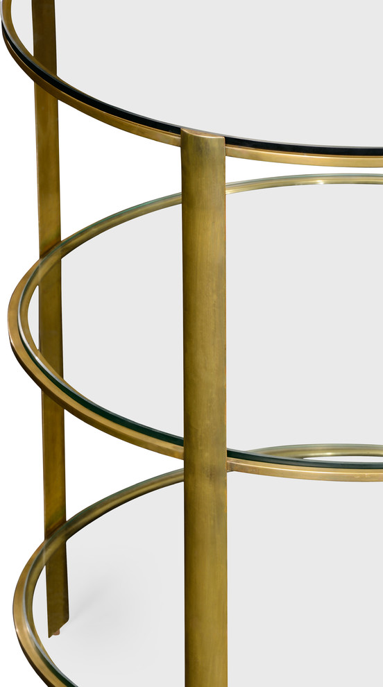 Brass And Glass Circular Side Table   Contemporary   Side Tables And End Tables   by HedgeApple  Houzz