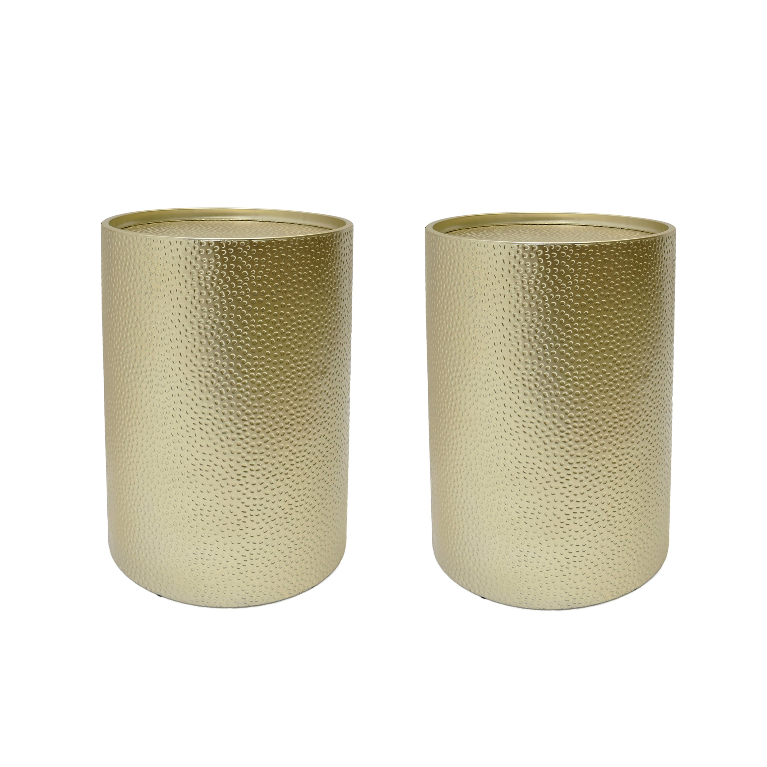 Kaylee Modern Round Hammered Iron Accent Table (2 Pack)