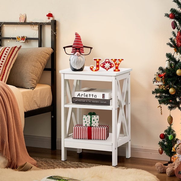 Modern End Table with 3-Tier Open Storage Shelves