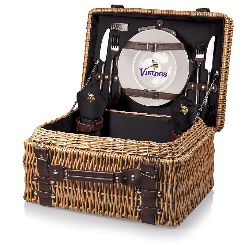 Picnic Time Minnesota Vikings Champion Willow Picnic Basket with Service for 2