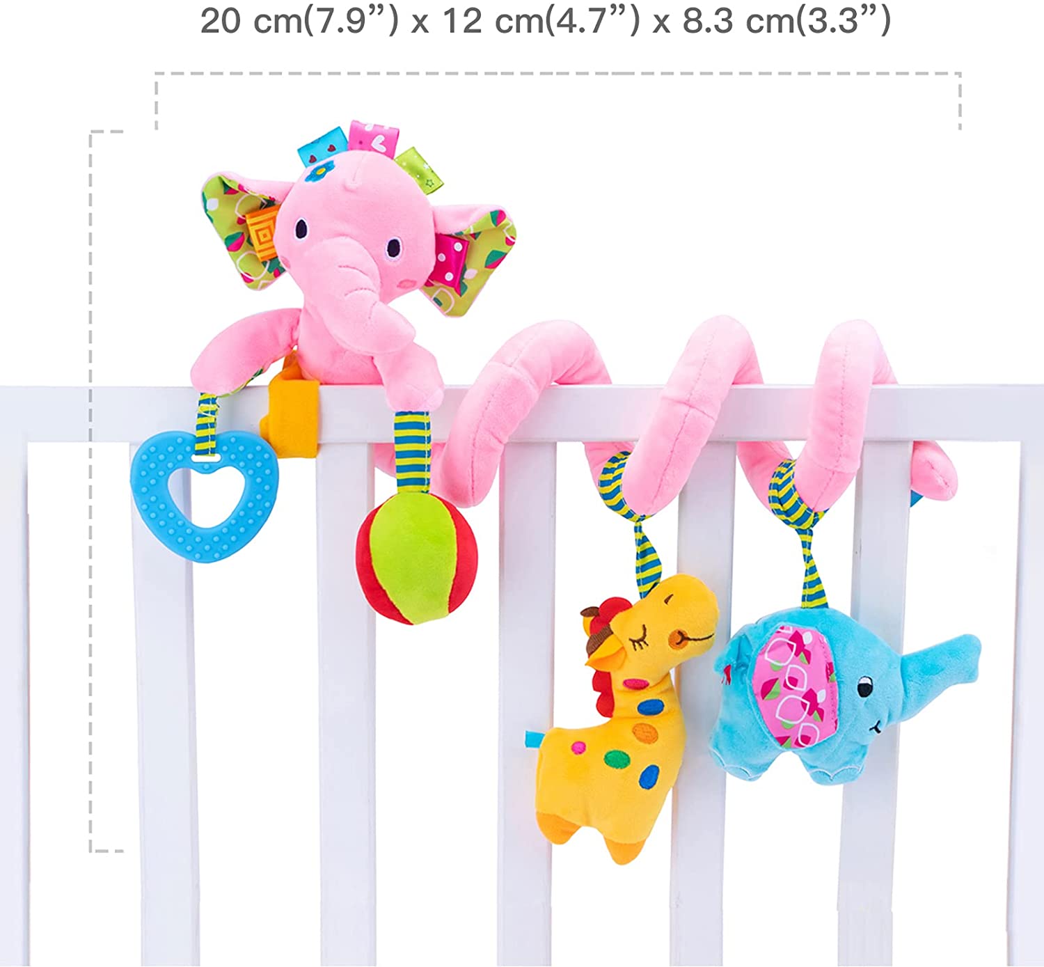 Car Seat Newborn Toys， Infant Baby Stroller Toy 0-12 Months， Hanging Plush Rattles Crib Toys for 3 6 9 Babies Boys Girls Enfants(Pink Elephant)