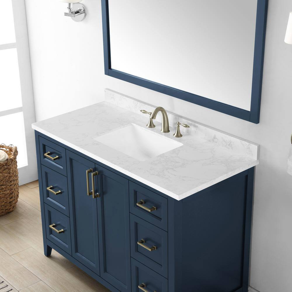 Home Decorators Collection Madsen 48 in. W x 22 in. D x 34.5 in. H Bath Vanity in Grayish Blue with White Cultured Marble Top Madsen 48GB