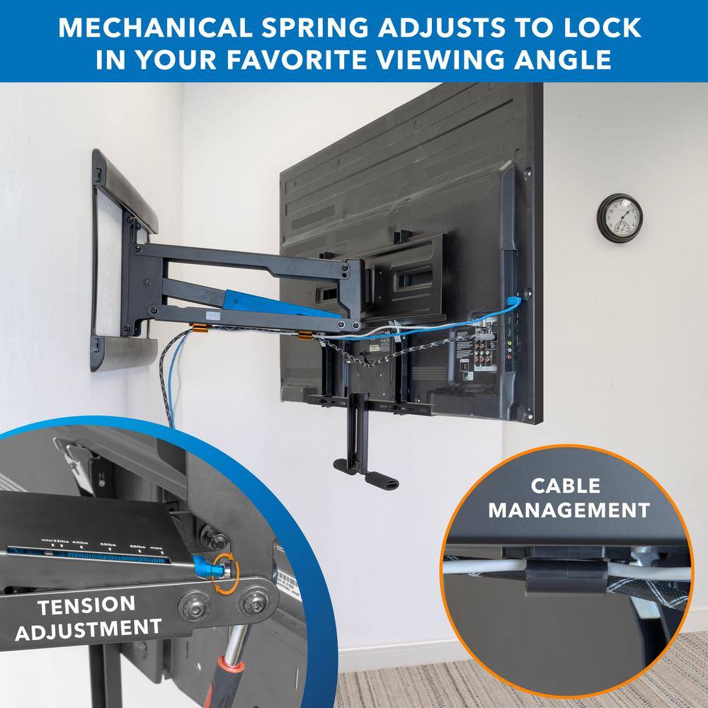 Mount-It! 43 in. to 70 in. Height Adjustable Fireplace Gas Spring TV Mount 72 lbs. Capacity MI-395