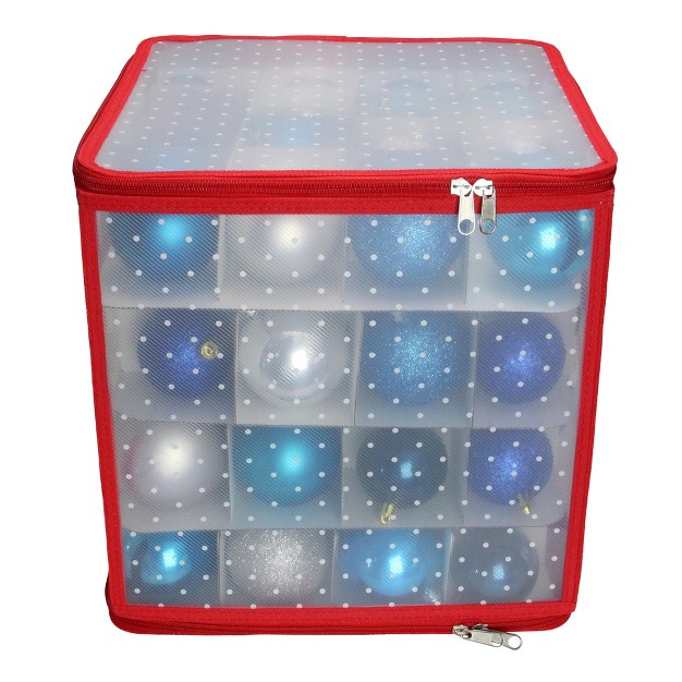 Transparent Zip Up Christmas Storage Box Holds 64 Ornaments