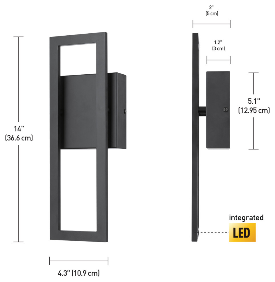 McKay LED Integrated Black Outdoor Indoor Wall Sconce   Modern   Outdoor Wall Lights And Sconces   by Globe Electric  Houzz