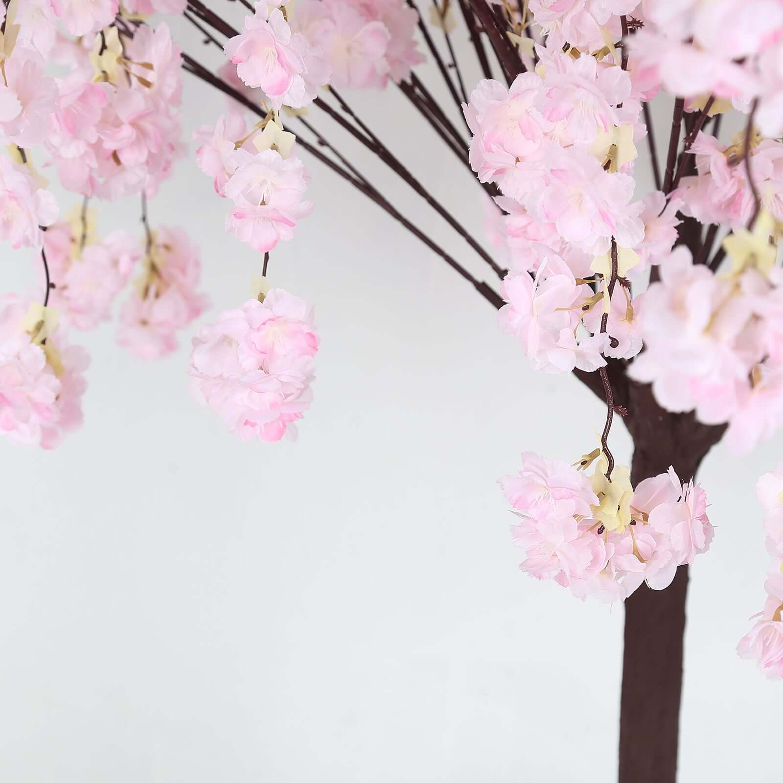 Blush Artificial Cherry Blossom Tree With Detachable Metal Base, Silk Sakura Flowers Wishing Tree Wedding Decor - 5ft