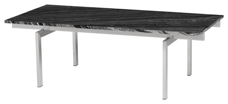 Cinzia Coffee Table black wood vein marble top brushed stainless   Contemporary   Coffee Tables   by Virgil Stanis Design  Houzz