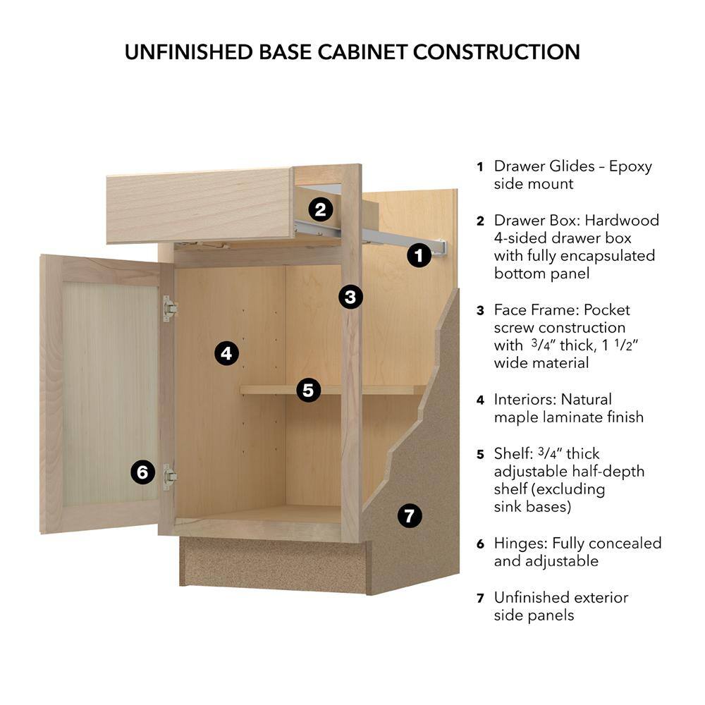 Hampton Bay Hampton 28.5 in. W x 16.5 in. D x x 34.5 in. H Unfinished Recessed Panel Assembled Lazy Susan Corner Base Cabinet KBLSN36-UF