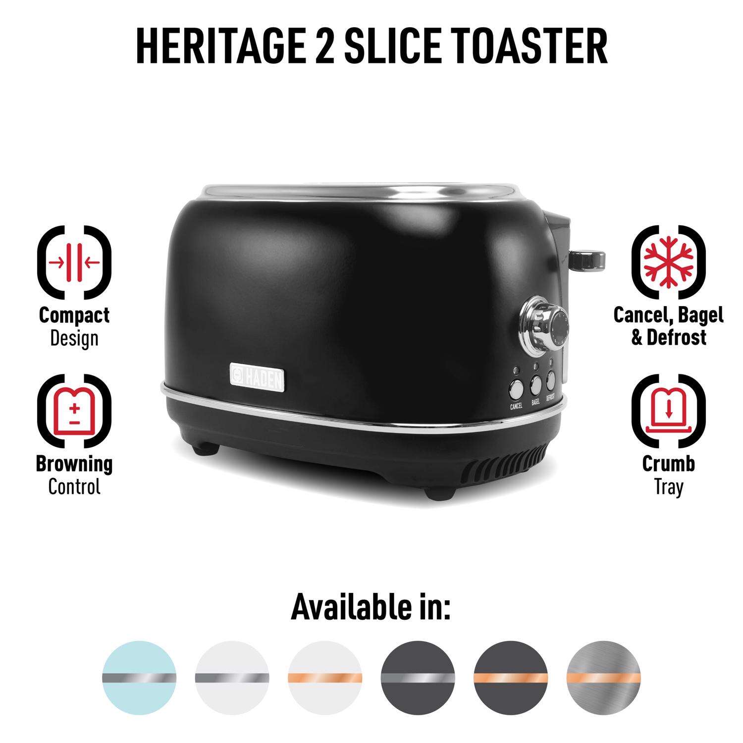 Haden Heritage Stainless Steel Black 2 slot Toaster 8 in. H X 12 in. W X 8 in. D